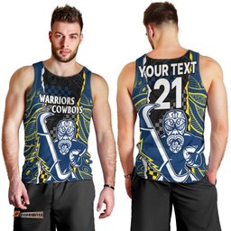 (Custom Text And Number) NRL Combine Warriors and Cowboys Men Tank Top Maori mixed Aboriginal