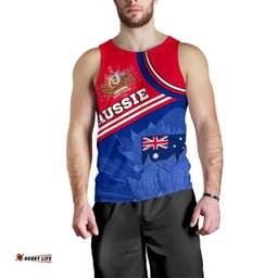 Men's Tank Top - Aus Flag and Coat of Arms Tank Waratah Flowers