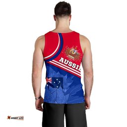 Men's Tank Top - Aus Flag and Coat of Arms Tank Waratah Flowers