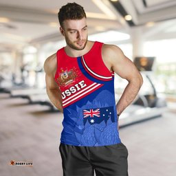 Men's Tank Top - Aus Flag and Coat of Arms Tank Waratah Flowers