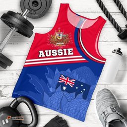 Men's Tank Top - Aus Flag and Coat of Arms Tank Waratah Flowers