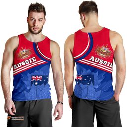 Men's Tank Top - Aus Flag and Coat of Arms Tank Waratah Flowers