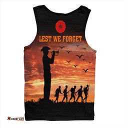 Australia Men Singlet Anzac Lest We Forget Sunset Soldiers Army