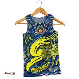 Parramatta Eels Men Singlet Celebrating Naidoc Week 2024 Aboriginal Dot Art Inspired
