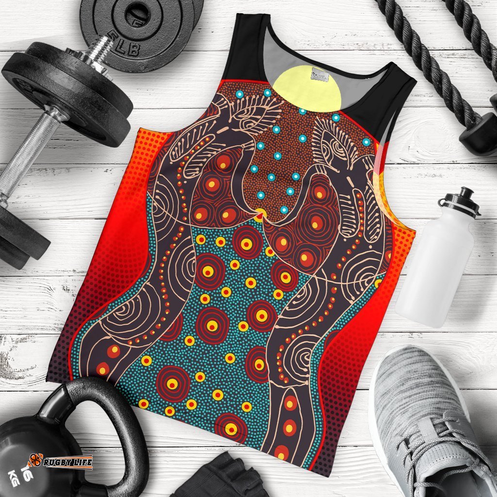 Men's Tank Top - Aboriginal Sublimation Dot Pattern Style (Red)