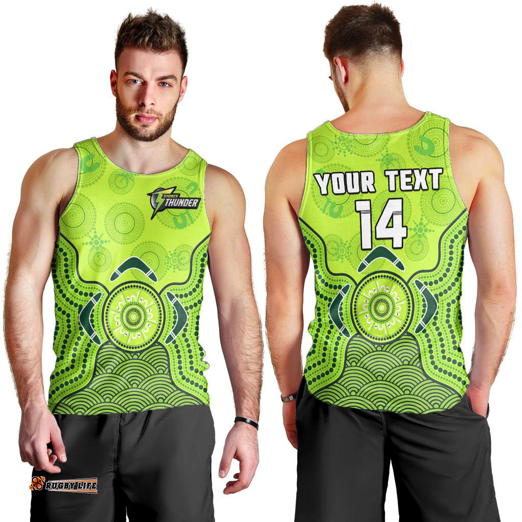 (Custom Text And Number) Sydney Thunder Men Tank Top Gradient Aboriginal Dot Painting