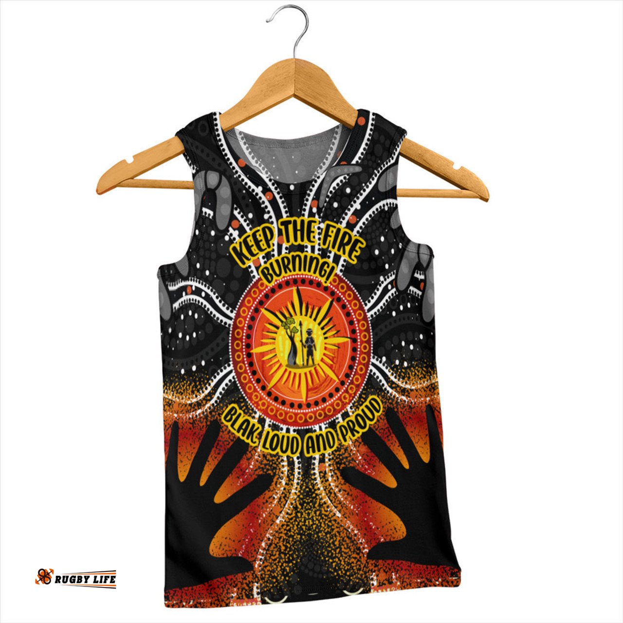 Australia Men Singlet Naidoc Week Aboriginal Pattern Hand Symbols