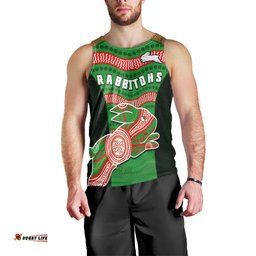 (Custom Text And Number) Rabbitohs Rugby Men Tank Top Souths 1908 Aboriginal Dot Painting Go Bunnies
