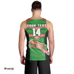 (Custom Text And Number) Rabbitohs Rugby Men Tank Top Souths 1908 Aboriginal Dot Painting Go Bunnies