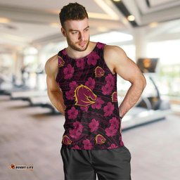 Broncos Rugby Men Tank Top Polynesian Style With Hibiscus