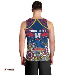 Personalised Adelaide Crows Football Men Tank Top Aboriginal Mix Polynesian Pattern