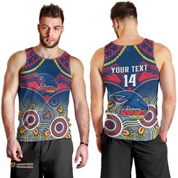 Personalised Adelaide Crows Football Men Tank Top Aboriginal Mix Polynesian Pattern