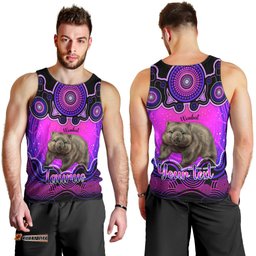 Personalised Australia Taurus Wombat Zodiac Men Tank Top Auz Astrology Aboriginal - Magenta