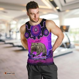 Personalised Australia Taurus Wombat Zodiac Men Tank Top Auz Astrology Aboriginal - Magenta