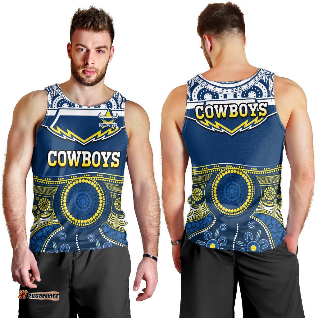 Cowboys Rugby Men Tank Top Aboriginal Art