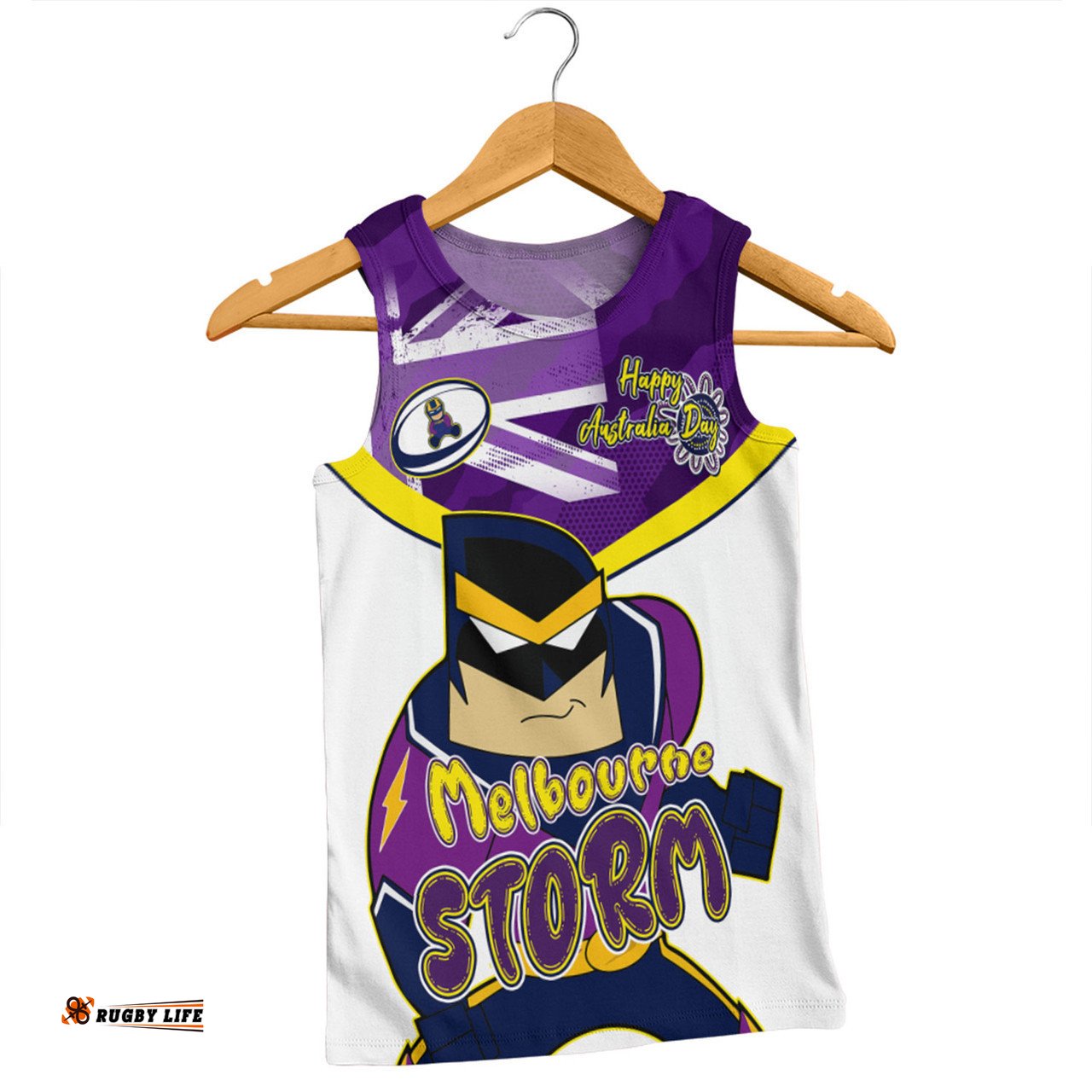 Melbourne Storm Men Singlet - Happy Australia Day We Are One And Free V2
