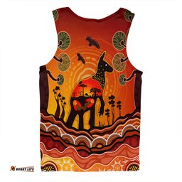 Australia Men Singlet Aboriginal Indigenous Kangaroo With Dot Painting Pattern
