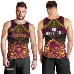 Broncos Rugby Men Tank Top Brisbane 1987 Aboriginal Mix Polynesian Pattern
