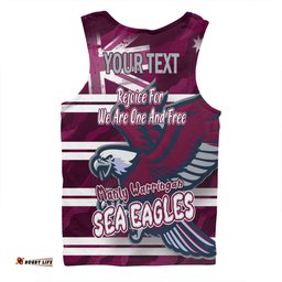 Manly Warringah Sea Eagles Men Singlet - Happy Australia Day We Are One And Free