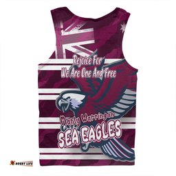 Manly Warringah Sea Eagles Men Singlet - Happy Australia Day We Are One And Free