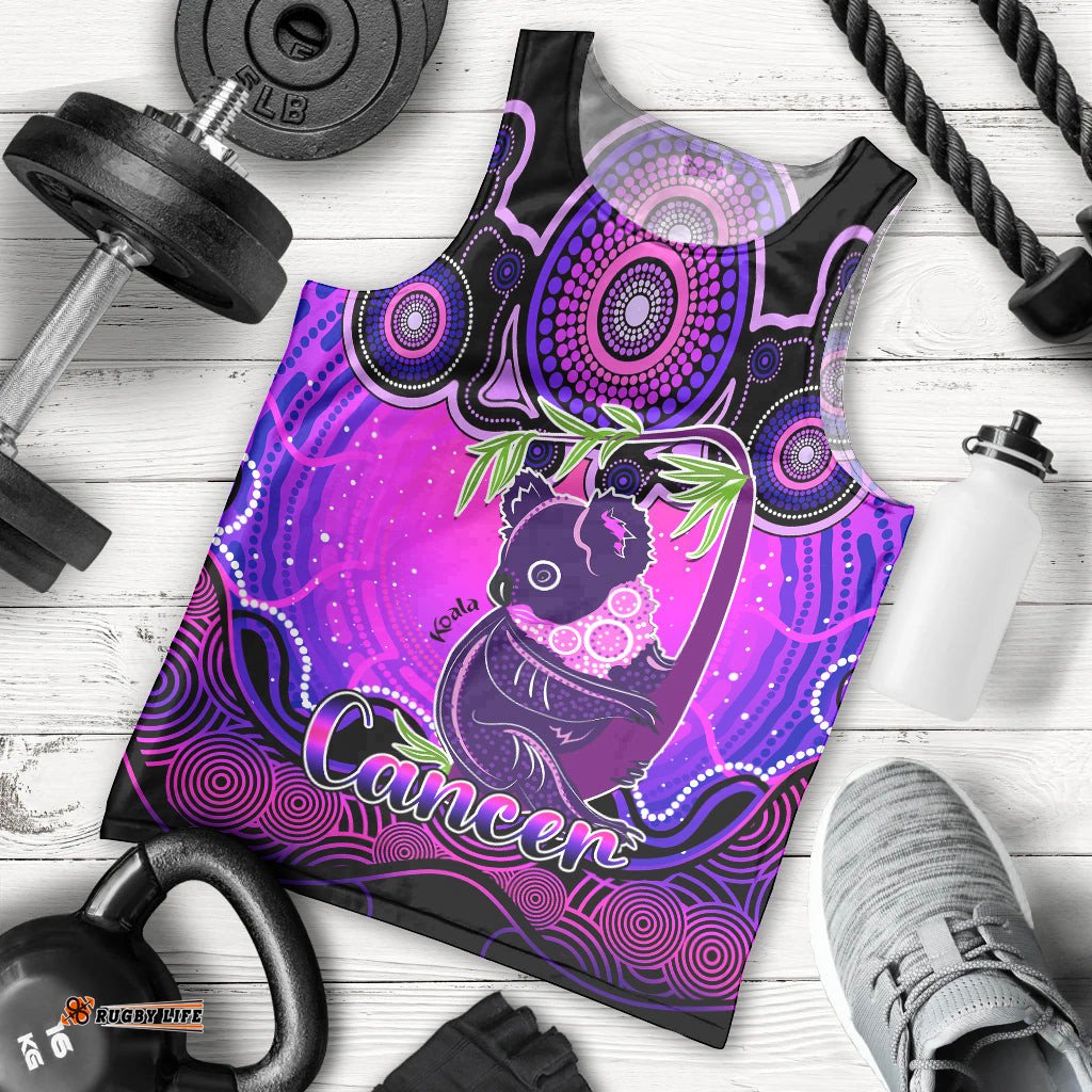 Personalised Australia Cancer Koala Zodiac Men Tank Top Auz Astrology Aboriginal - Magenta
