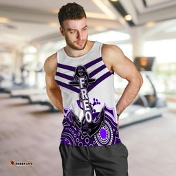 Fremantle Men's Tank Top Freo Aboriginal Simple White Style