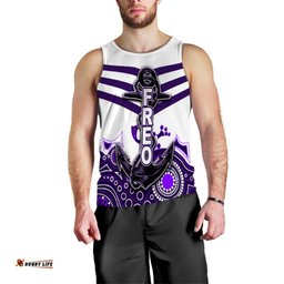 Fremantle Men's Tank Top Freo Aboriginal Simple White Style