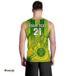 (Custom Personalised) Australia Soccer Men Tank Top Go Aussie Socceroos With Kangaroo