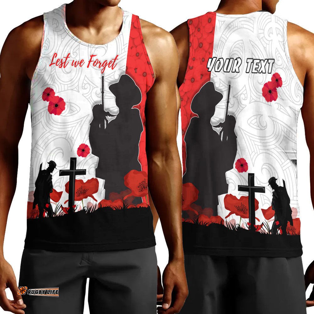 Vibe Hoodie Clothing - (Custom) New Zealand Anzac Lest We Forget Men Tank Top