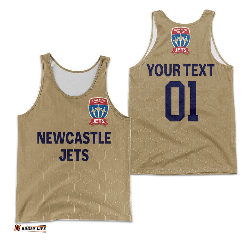 (Custom Personalised) Newcastle Jets Men Tank Top Soccer Club Original Style - Gold