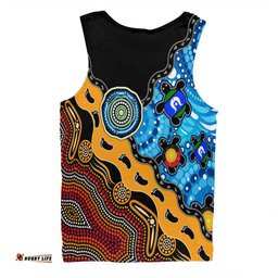 Australia Men Singlet Aboriginal Inspired River And Land Style Of Dot Painting