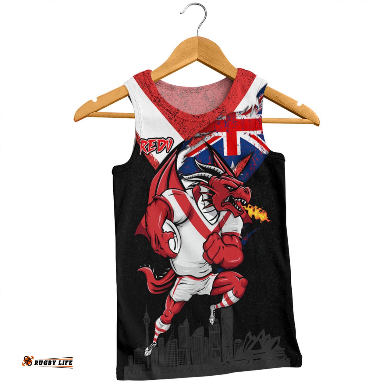 St. George Illawarra Dragons Men Singlet Custom For Die Hard Fan Australia Flag Scratch Style