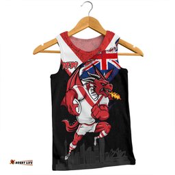 St. George Illawarra Dragons Men Singlet Custom For Die Hard Fan Australia Flag Scratch Style