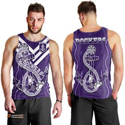 Dockers Football Men Tank Top Fremantle Anchor Mix Aboriginal Pattern Dynamic Style