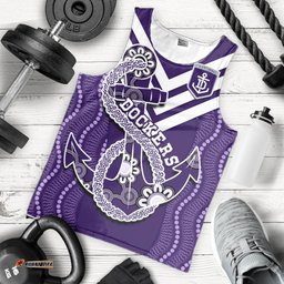 Dockers Football Men Tank Top Fremantle Anchor Mix Aboriginal Pattern Dynamic Style