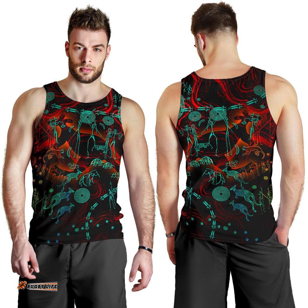 Men's Tank Top, Kangaroo Adults Indigenous Art