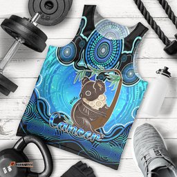 Personalised Australia Cancer Koala Zodiac Men Tank Top Auz Astrology Aboriginal - Aqua