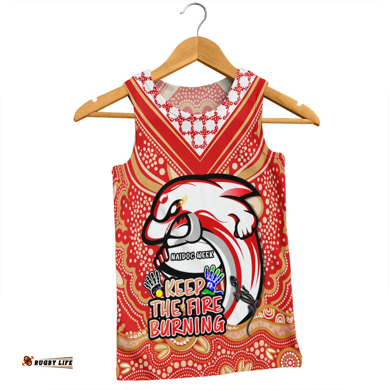 Redcliffe Dolphins Men Singlet Aboriginal Inspired Naidoc Week Custom For Die Hard Fan Supporters