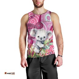 Personalised Australia Men Tank Top Cute Koala With Golden Wattle Indigenous Art