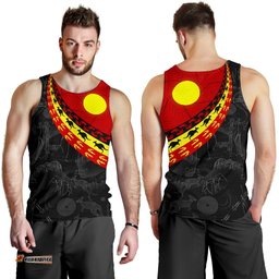 Aboriginal Men's Tank Top, Indigenous Flag Circle Dot Painting
