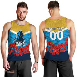(Custom Personalised) Gold Coast Titans Anzac Day Indigenous Art Men Tank Top -