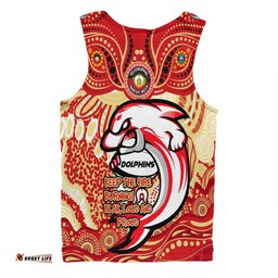 Redcliffe Dolphins Men Singlet Celebrating Naidoc Week 2024 Aboriginal Dot Art Inspired