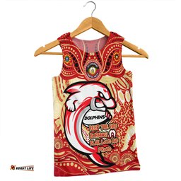 Redcliffe Dolphins Men Singlet Celebrating Naidoc Week 2024 Aboriginal Dot Art Inspired