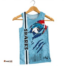 Cronulla-Sutherland Sharks Men Singlet - Happy Australia Day Flag Scratch Style