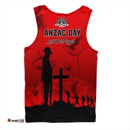 Australia Men Singlet Anzac Day Lest We Forget Red Poppy