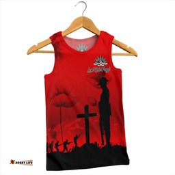 Australia Men Singlet Anzac Day Lest We Forget Red Poppy