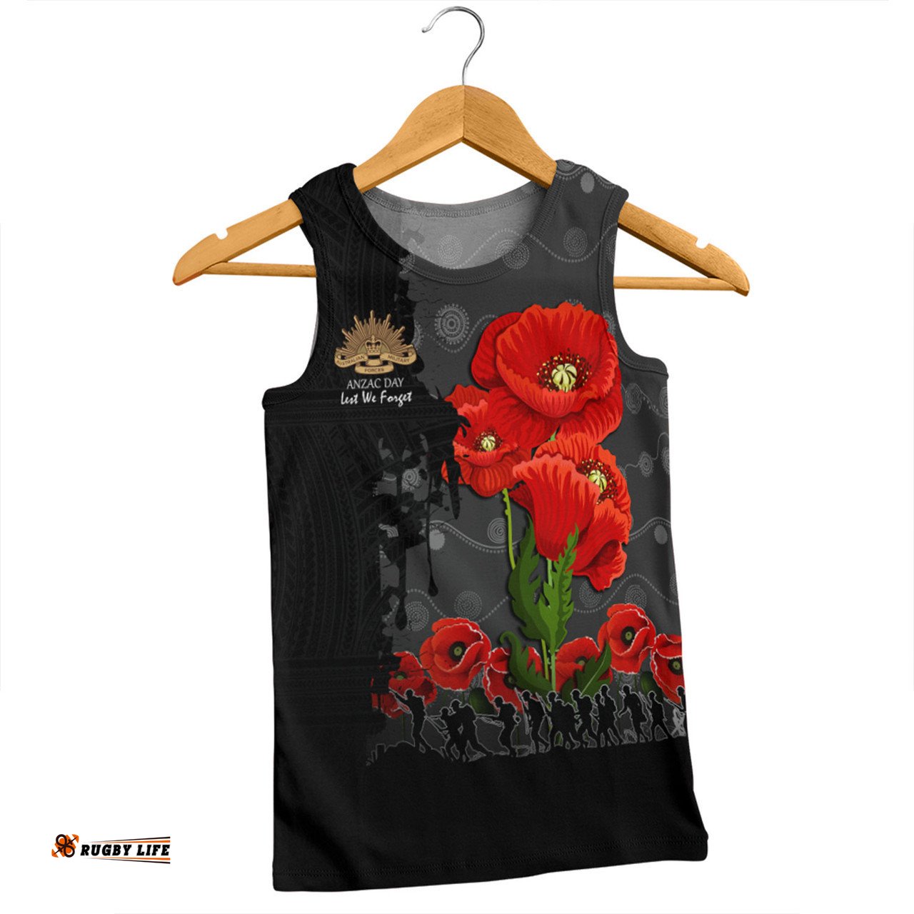 Australia Anzac Day Custom Men Singlet - Australian And New Zealand Warriorsers In Flanders Fields Poppy Flowers V2 Men Singlet