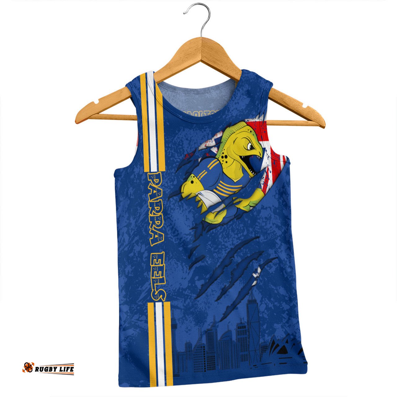 Parramatta Eels Men Singlet - Happy Australia Day Flag Scratch Style