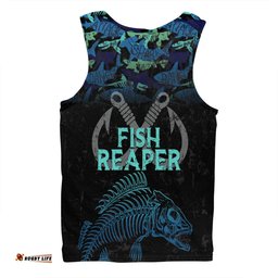 Australia Fishing Custom Men Singlet - Fish Reaper Fish Skeleton Blue Men Singlet