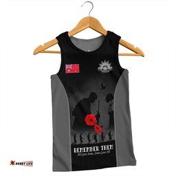 Australia Men Singlet - Anzac Day Australian Red Ensign Remember Them